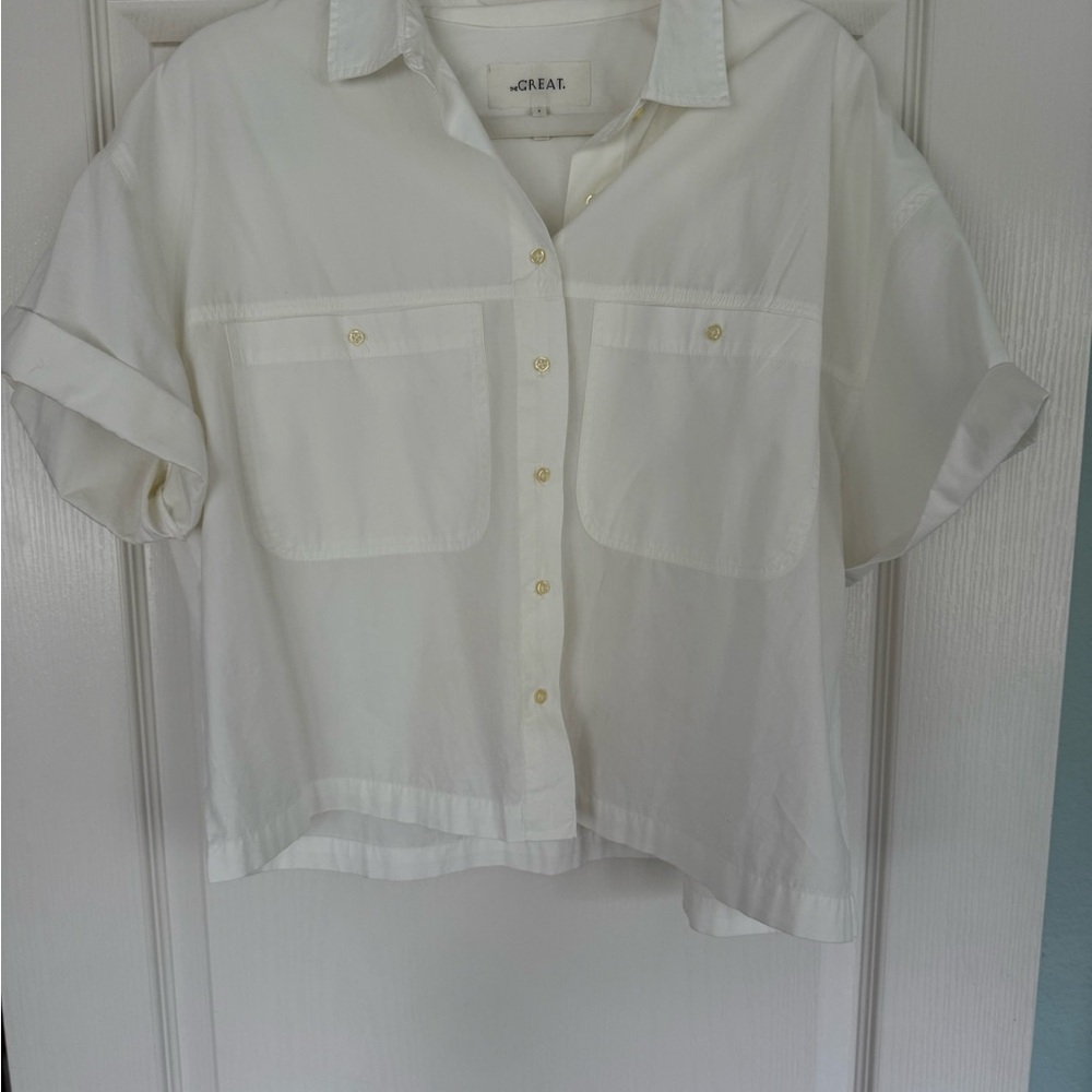 THE GREAT. Crisp White Collared Shirt
